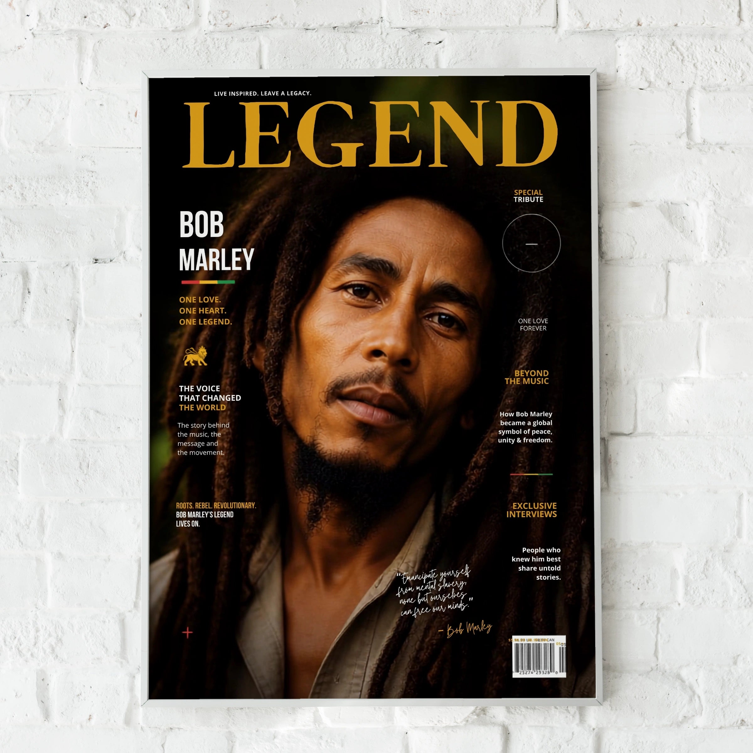 Bob Marley Legend Magazine Cover Poster, Reggae Music Wall Art, One Love Print