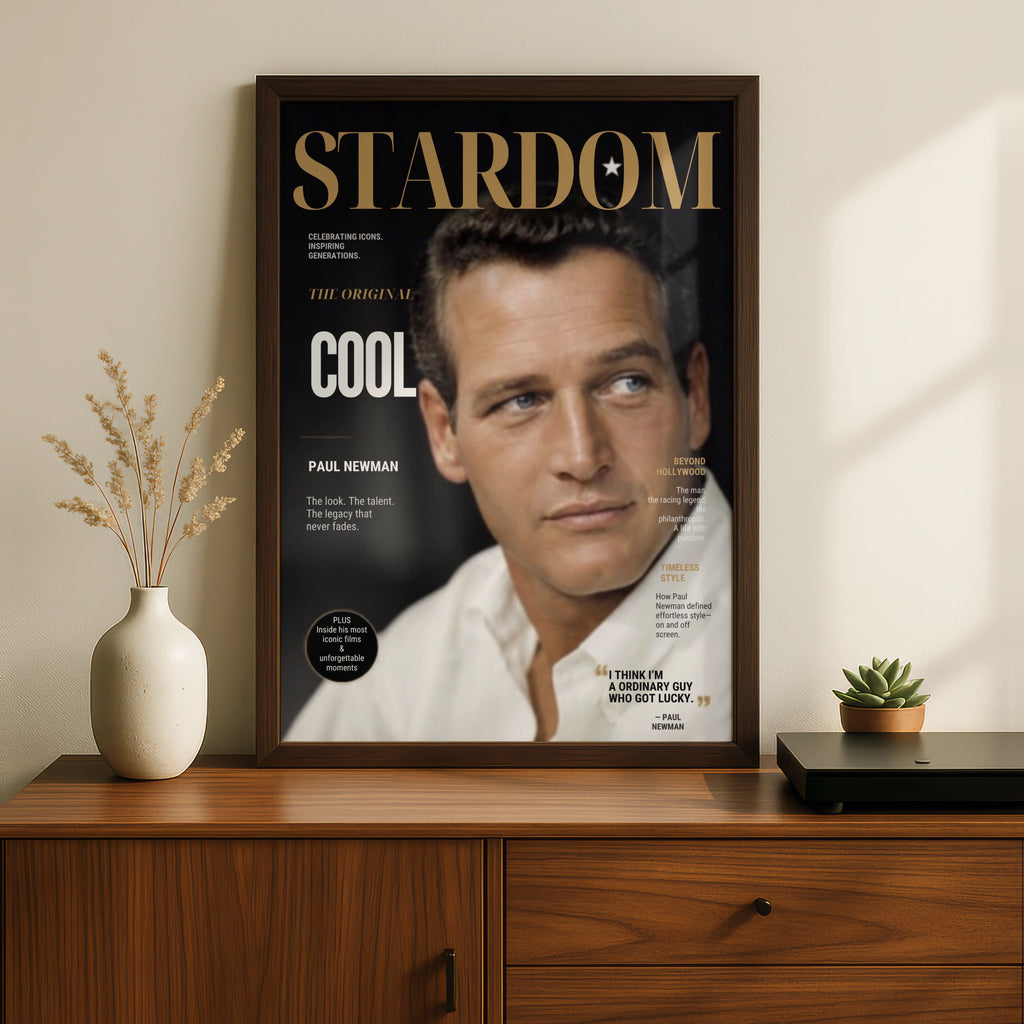 Paul Newman Magazine Cover Poster, Classic Hollywood Actor, Retro Movie Star Wall Art Print