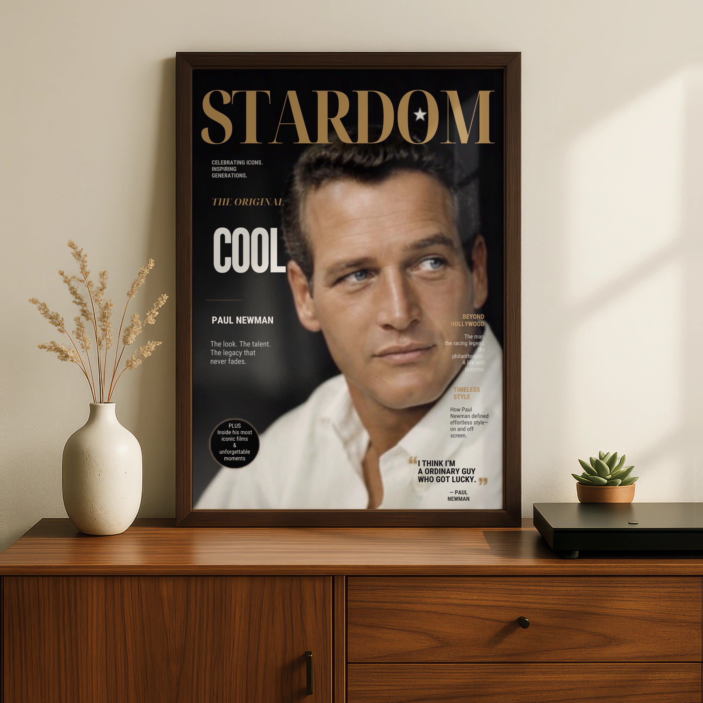 Paul Newman Magazine Cover Poster, Classic Hollywood Actor, Retro Movie Star Wall Art Print